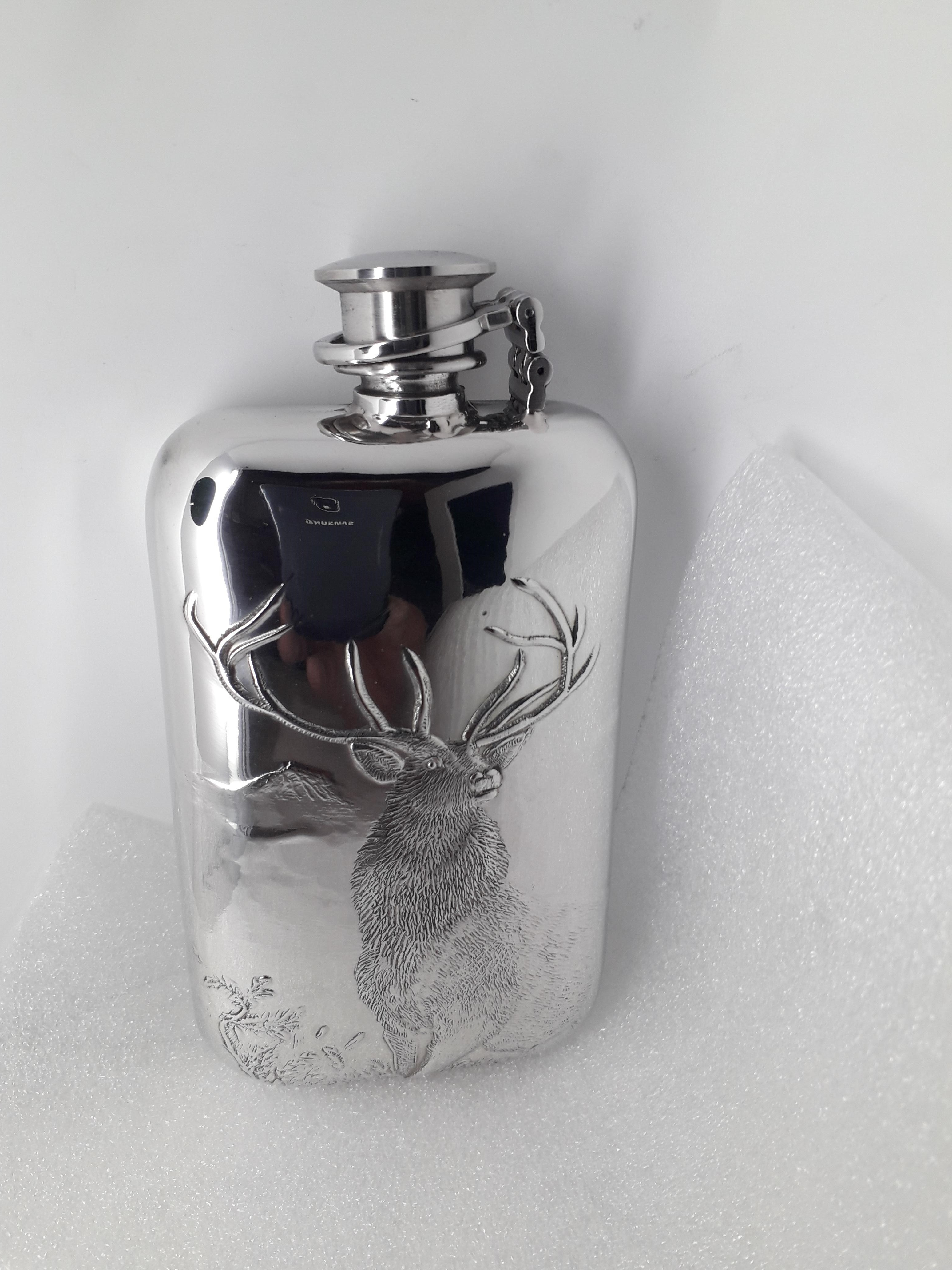 F138 6oz stamped flask monarch with captive top